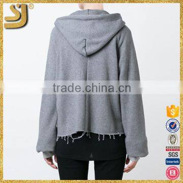 Fashion Custom Wear the Side Hem Grey Women Hoodie photo-4