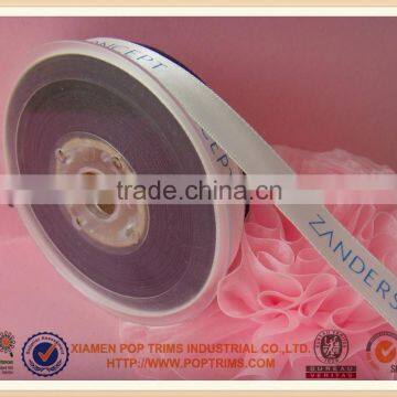 Single side white printed satin ribbon