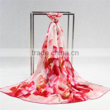 2016 Ladies Fashion Digital Printing Colorful Flower Silk Dress 100% Silk Scarves Quality Choice