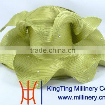 Green Wholesale Handmade Ribbon Satin Hats With Purse Together photo-2