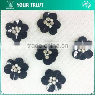 Red Rhinestone Spot Shinning Pink Sequin White Felt Applique Patch photo-2