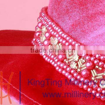 Winter Fancy Rhinestone Derby Hat Velvet Hat For Ladies Party