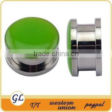 TP011123 stainless steel epoxy giant gauge ear plugs , ear plug body piercing jewellery