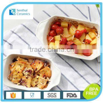 Chaozhou Fengxi Porcelain White Baking Pan With Handles for Home Restaurant photo-3