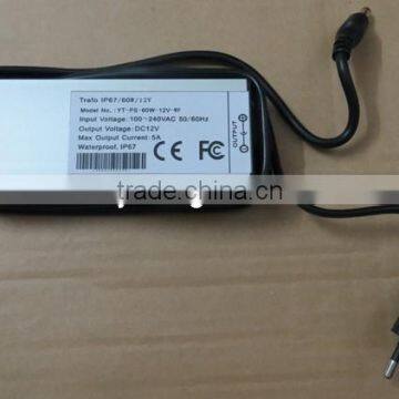 led power supply 12v 5A led waterproof power supply IP67 power led driver adapter 12v high quality 2 years warranty