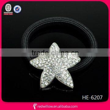 Decorative star shape rhinestone HAIR TIE acrylic jewelry For women