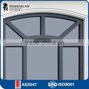 ROGENILAN 108 series favourable price double glass grey color aluminum arch window for european market