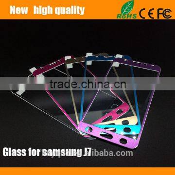 2.5D Titanium alloy Color Tempered Glass Screen Protector guard for Samsung J7