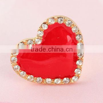 new cheap fashion gold rhinestone red heart ring