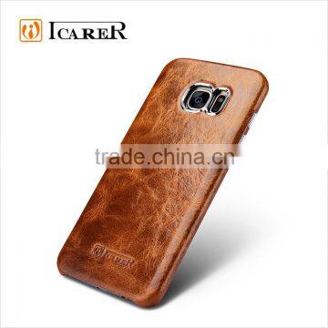ICARER Oil Wax Real Leather Back Phone Case For Samsung Galaxy S7 Edge photo-2