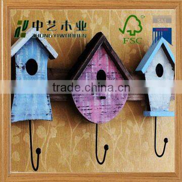 Wholesale FSC Creative Antique Decorative Wholesale Wooden Wall-Mounted Coat Hooks