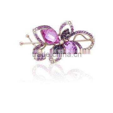 Women Fashion Chic Clear Crystal Inlaid Clover Hairpin Hair Clip Hot Clip