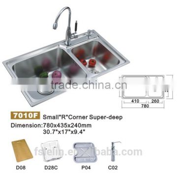 2014 LELIN new arrival double bowls stainless steel kichen sinks LL-7010F