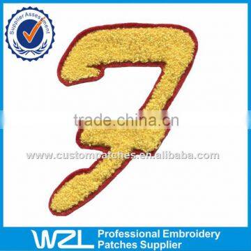 Wholesale number patch, sports chenille patch, felt textile chenille tag patch