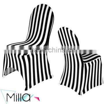 Black and white stripe spandex chair cover