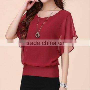 2014 New Women Blouse Design Models Chiffon Blouse Express Short Sleeve Chiffon Blouse photo-2