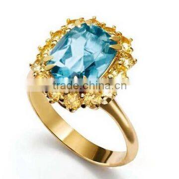 2014 Fashion Jewelry Ring Cheap Wholesale Stainless Steel Blue Sapphire Men Ring