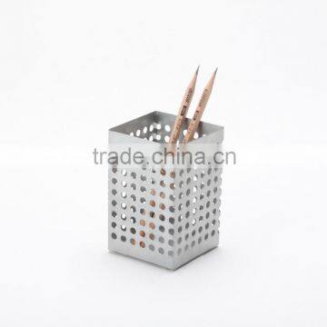 high quality office desktop accessories metal square punching pencil holder