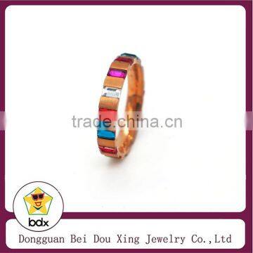 High quality colorful crystal rhinestone with Rose Gold party Ring for women