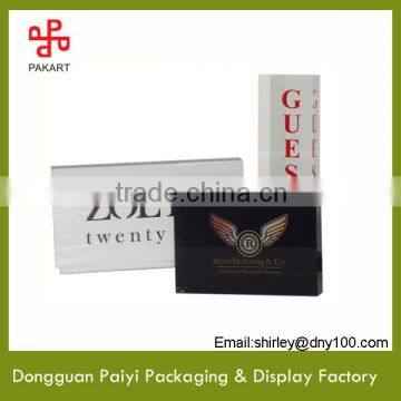 High transparent acrylic GUESS engraved sign LOGO block