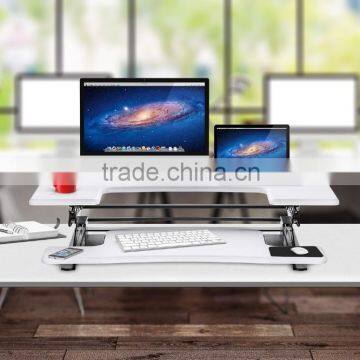 Preassembled Height Adjustable Desk Sit / Stand Elevating Desktop - White