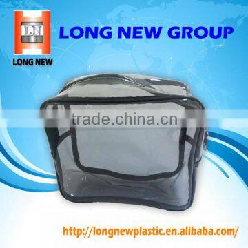 Make Up Cosmetics Black Transparent PVC zipper bag