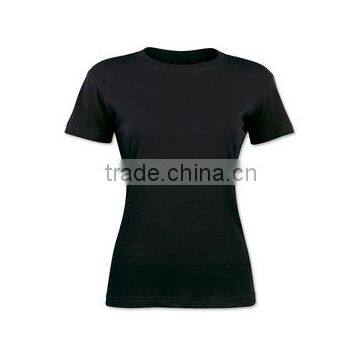 Plain Black Round Neck Women T-shirt