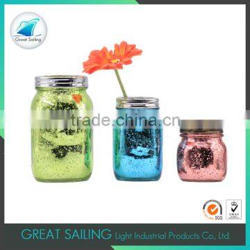 china supplier different sizes glass cylinder vase with tinplate lid