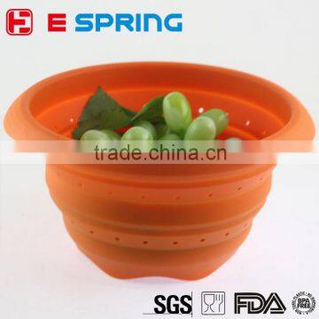 Collapsible Silicone Folding Foldable Strainer / Colander with Handle Silicone Kitchen Accessories