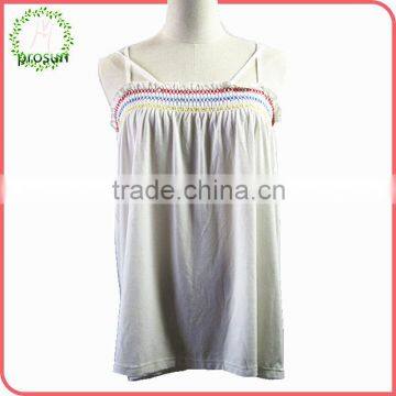 Cotton plain yellow ladies tank tops in bulk