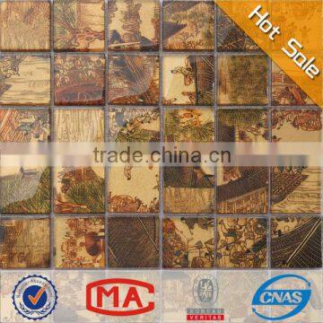 JY-G-51 New technology Chinese painting glass mosaic tile pattern mosaic design