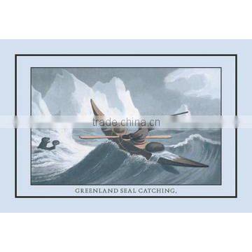 Greenlanders Seal Catching 12x18 Giclee on canvas