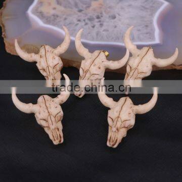 Druzy Resin Sheep's Head Pendant, Horn Shaped Pendant Beads For Jewelry Making