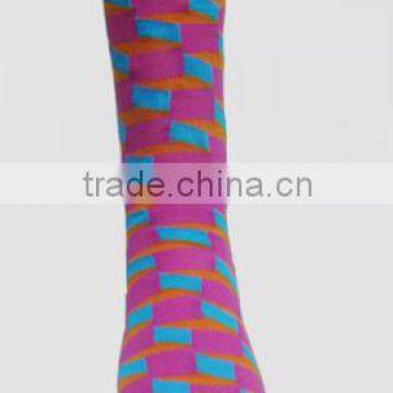 color top quality checkboard design woman custom socks fancy dress socks bulk wholesale socks