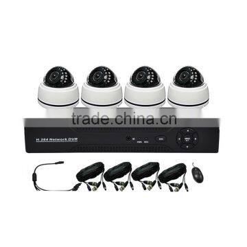 4ch cheap plastic dome and nvr recoder 720p cctv kit