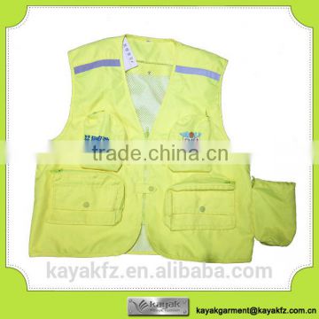 Custom waterproof multi pockets smock vest with reflective tape