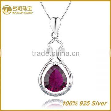 Silver fashionable ruby jewelry austrian crystal pendant necklace wholesale 24k gold plated statement jewellery