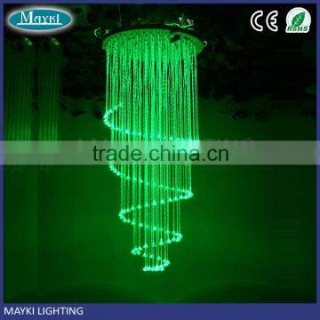 Special design hotel ceiling light crystal spiral fiber optic lighting pendant