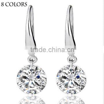 8 color's Women's silver plating jewelry for summer new luxury clear crystal wedding's drop earrings factory wholesale fashion j