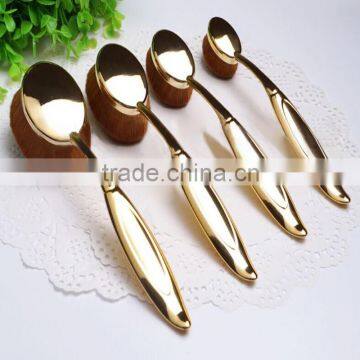 Plastic Electroplating Handle Material Smudge Brush,Angular Blush,Flat Brush Style Oval Gold Makeup Brushes photo-4