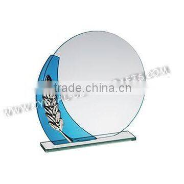 2015 design Transparent jade glass awrd trophy factory wholesale glass trophy