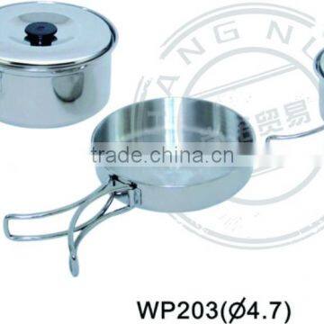 disposable 2pcs Cooking pot with fry pan for camping