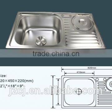 82x45cm 0.8mm Deep Bowl With Waste Bin Stainless Steel Kitchen Sink photo-2