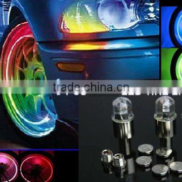 4 pcs Blue LED Tyre Tire Valve Caps Neon Light Bike Car