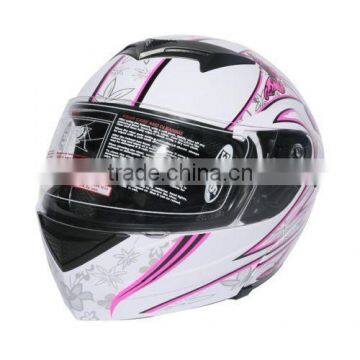 DOT Pink Butterfly Flip Up Modular Full Face Women Motorcycle Helmet Size S M L