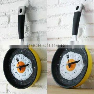 2015 Newest Frying Pan Clock Pan Wall Clock Noverlty Wall Clock Home Decor Pan Clock Promotion Clock Gift Clock Kithchen Clock