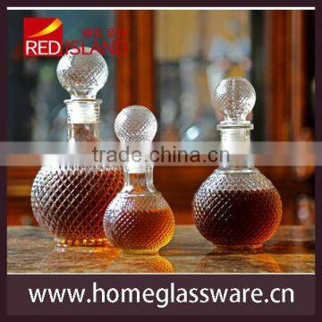 Round Decanter With Stopper Clear Glass Bottle Whisky Liquor Crystal Wine