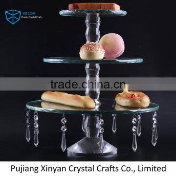 Wedding crystal cake stand for wedding decoration with hanging crystal chains