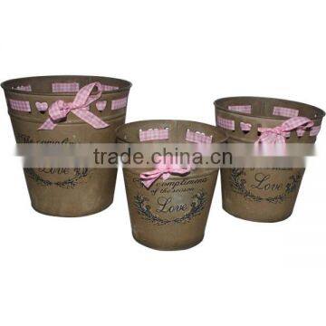 Metal Printed Flower Pot Set of 3 Metal Planter Set of 3 Metal Garden Pot Set of 3