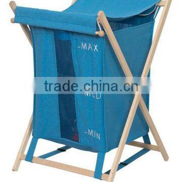 X-Frame Wood Folding Laundy Hamper Wooden Frame With Canvas Bag Foldable Laundy Basket photo-2